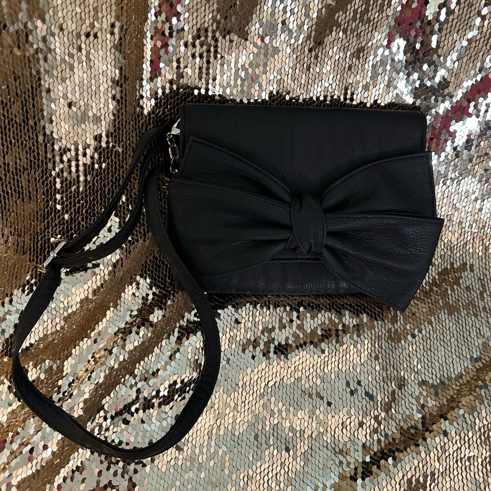 Icing Black Crossbody Bag with Bow Detail
